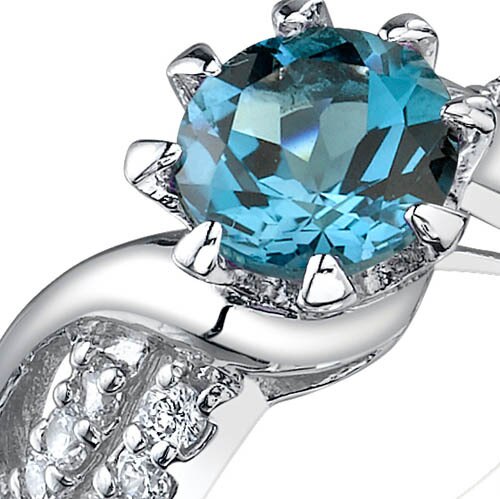 London Blue Topaz Ring Sterling Silver Round Shape 1.5 Carats