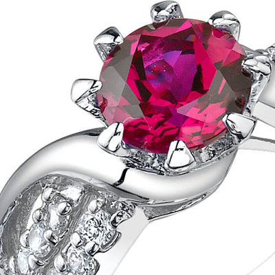 Created Ruby Sterling Silver Ring 1.75 Carats Size 8