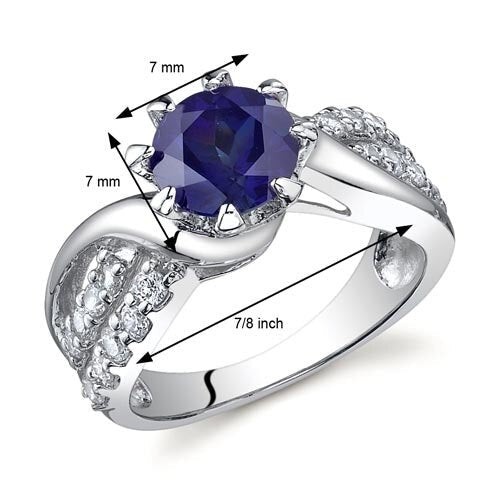 Blue Sapphire Ring Sterling Silver Round Shape 1.75 Carats