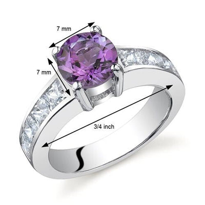 Amethyst Ring Sterling Silver Round Shape 1.25 Carats