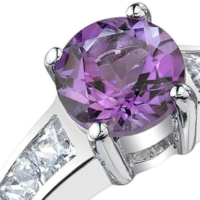 Amethyst Ring Sterling Silver Round Shape 1.25 Carats