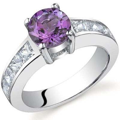 Amethyst Ring Sterling Silver Round Shape 1.25 Carats