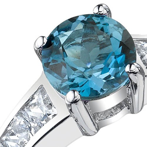 London Blue Topaz Ring Sterling Silver Round Shape 1.5 Carats