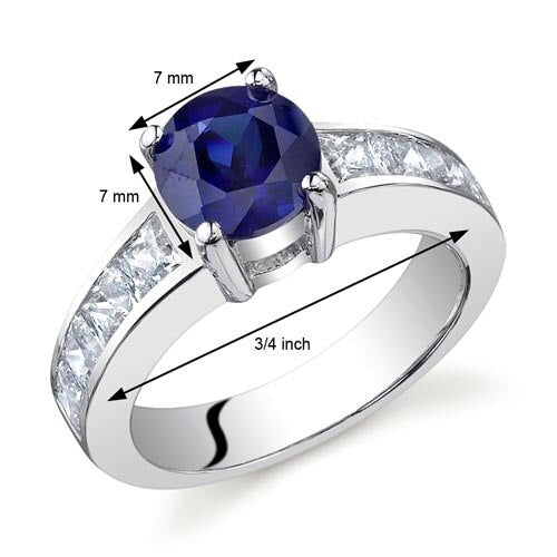 Blue Sapphire Ring Sterling Silver Round Shape 1.75 Carats