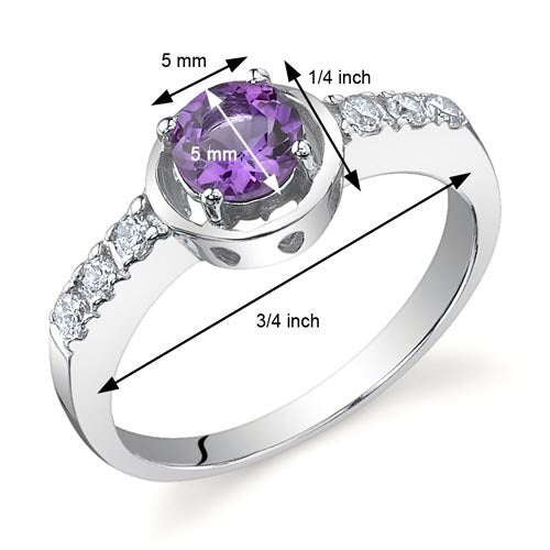 Amethyst Ring Sterling Silver Round Shape 0.5 Carats