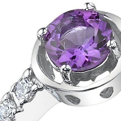 Amethyst Ring Sterling Silver Round Shape 0.5 Carats