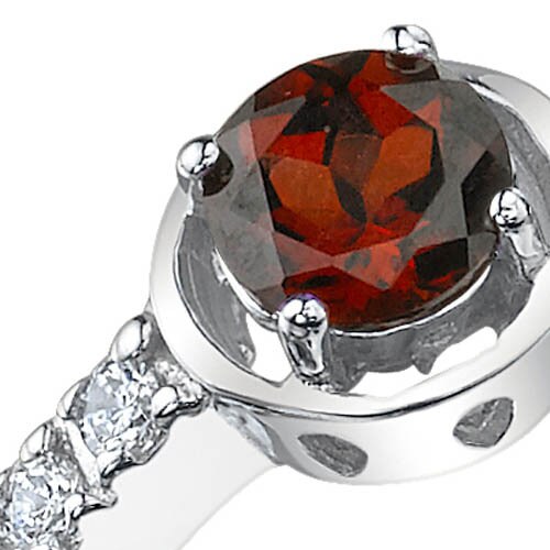 Garnet Ring Sterling Silver Round Shape 0.75 Carats