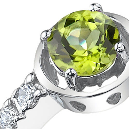 Peridot Round Cut Sterling Silver Ring Size 8