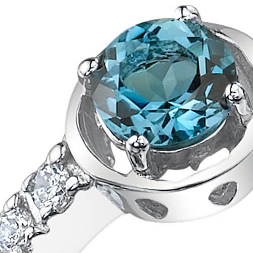 London Blue Topaz Ring Sterling Silver Round Shape 0.5 Carats