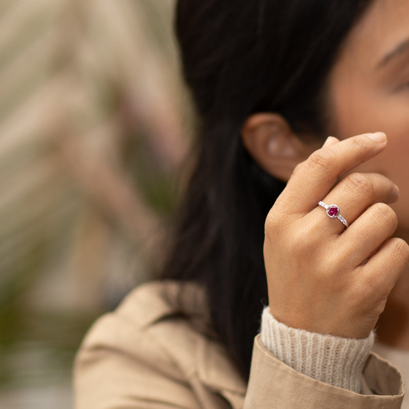 Ruby Ring in Sterling Silver, 0.75 Carat, Size 9