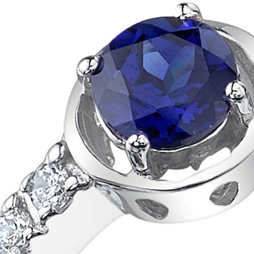 Blue Sapphire Ring Sterling Silver Round Shape 0.75 Carats