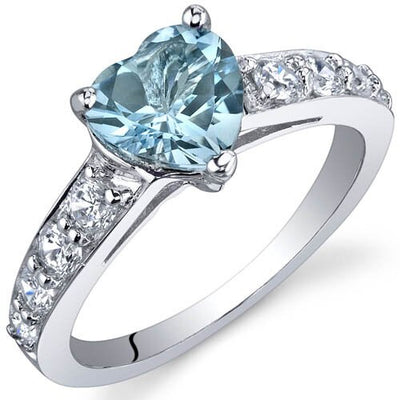 Swiss Blue Topaz Ring Sterling Silver Heart Shape 1.5 Carats