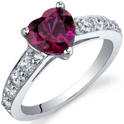 Ruby Ring Sterling Silver Heart Shape 1.5 Carats