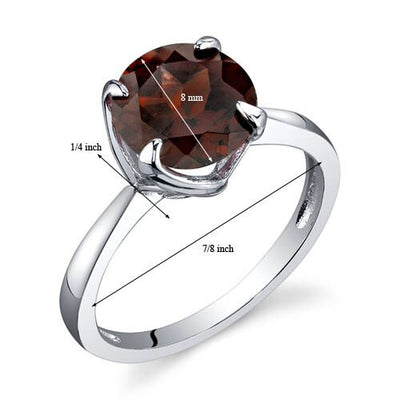 Garnet Ring Sterling Silver Round Shape 2.25 Carats