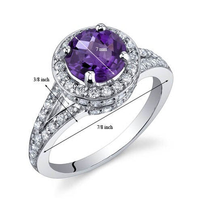 Amethyst Ring Sterling Silver Round Shape 1.25 Carats