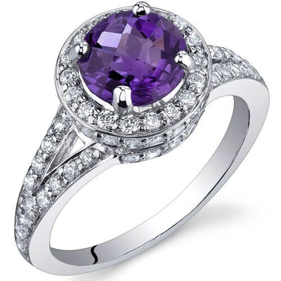 Amethyst Ring Sterling Silver Round Shape 1.25 Carats