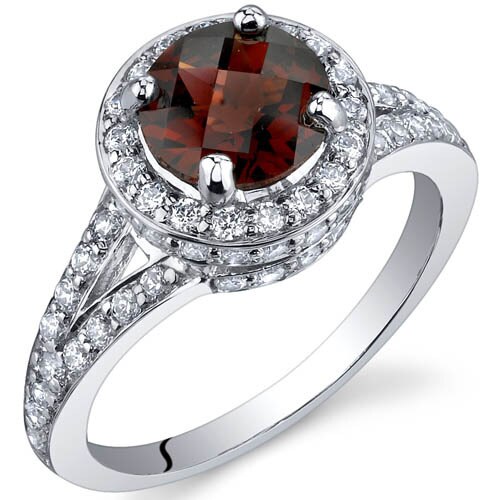 Garnet Ring Sterling Silver Round Shape 1.5 Carats