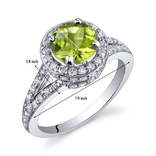 Peridot Ring Sterling Silver Round Shape 1.25 Carats