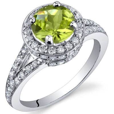 Peridot Ring Sterling Silver Round Shape 1.25 Carats