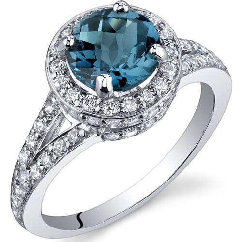 London Blue Topaz Ring Sterling Silver Round Shape 1.5 Carats