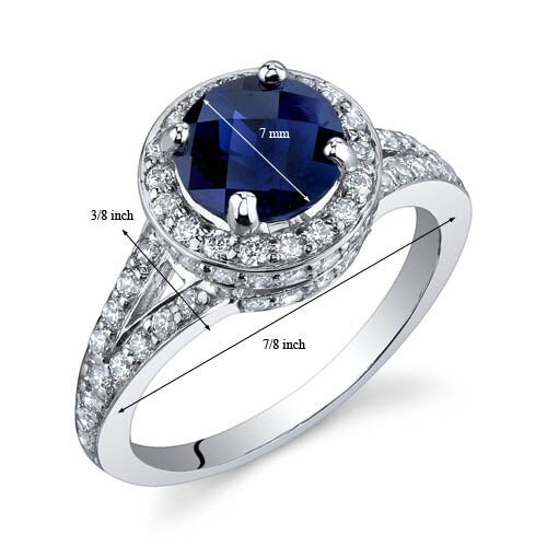 Blue Sapphire Ring Sterling Silver Round Shape 1.75 Carats