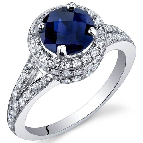 Blue Sapphire Ring Sterling Silver Round Shape 1.75 Carats