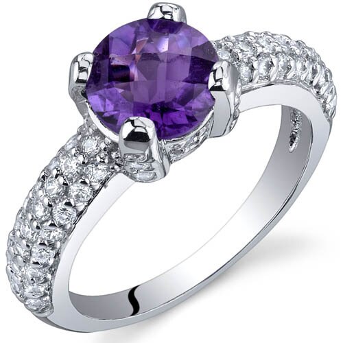 Amethyst Ring Sterling Silver Round Shape 1.25 Carats