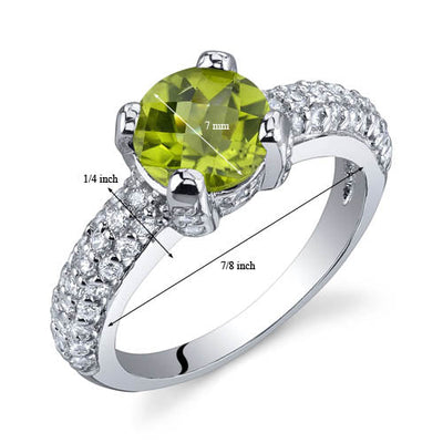 Peridot Round Cut Sterling Silver Ring Size 5