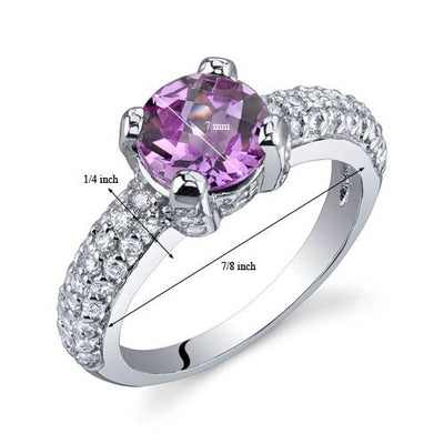 Pink Sapphire Ring Sterling Silver Round Shape 1.75 Carats