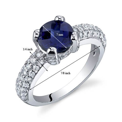 Blue Sapphire Ring Sterling Silver Round Shape 1.75 Carats