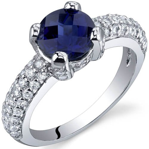 Blue Sapphire Ring Sterling Silver Round Shape 1.75 Carats