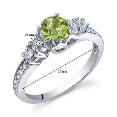 Peridot Ring Sterling Silver Round Shape 0.5 Carats