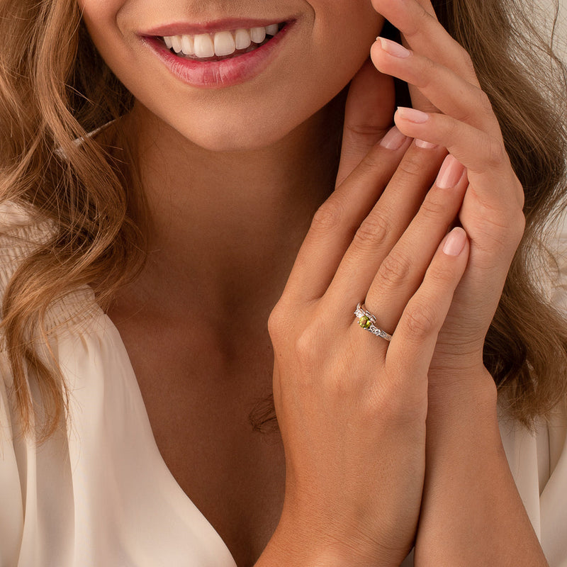 Peridot Ring Sterling Silver Round Shape 0.5 Carats