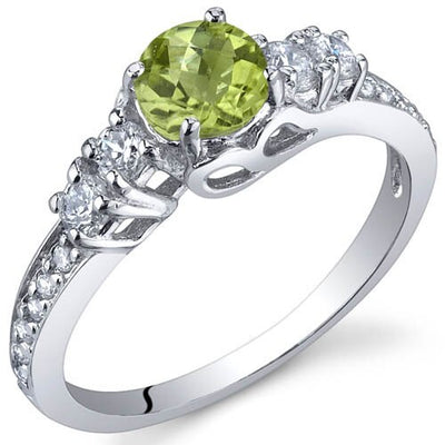 Peridot Ring Sterling Silver Round Shape 0.5 Carats