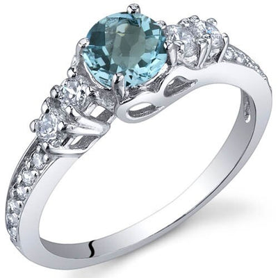 Swiss Blue Topaz Ring Sterling Silver Round Shape 0.5 Carats