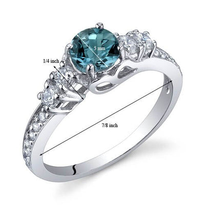 London Blue Topaz Ring Sterling Silver Round Shape 0.5 Carats