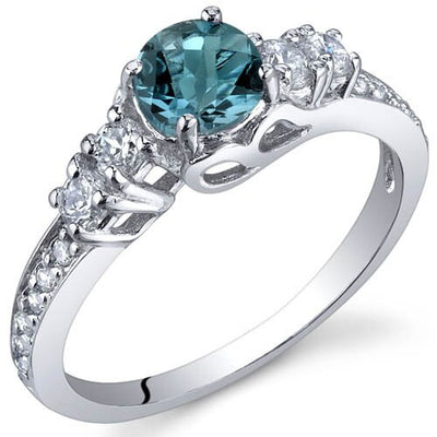 London Blue Topaz Ring Sterling Silver Round Shape 0.5 Carats