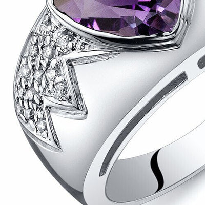 Amethyst Ring Sterling Silver Trillion Shape 1.5 Carats