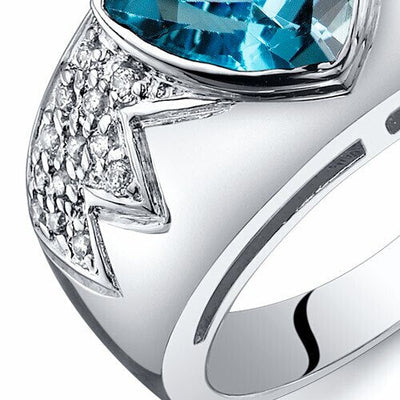 Swiss Blue Topaz Ring Sterling Silver Trillion Shape 2 Carats