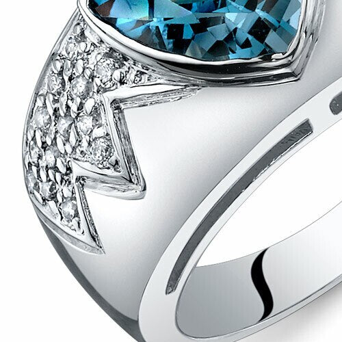 London Blue Topaz Ring Sterling Silver Trillion Shape 2 Carats