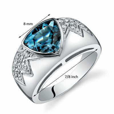 London Blue Topaz Ring Sterling Silver Trillion Shape 2 Carats