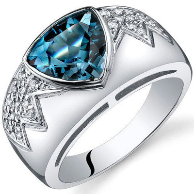 London Blue Topaz Ring Sterling Silver Trillion Shape 2 Carats