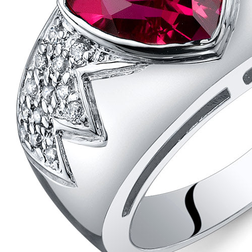 Created Ruby Trillion Sterling Silver Ring Size 5