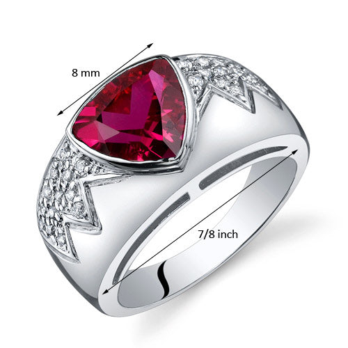 Created Ruby Trillion Sterling Silver Ring Size 6