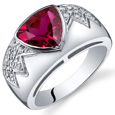 Created Ruby Trillion Sterling Silver Ring Size 5