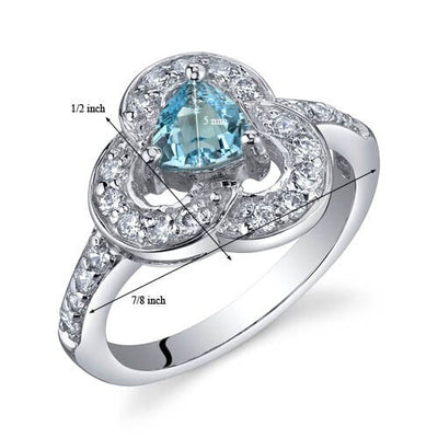 Swiss Blue Topaz Ring Sterling Silver Trillion Shape 0.5 Carats