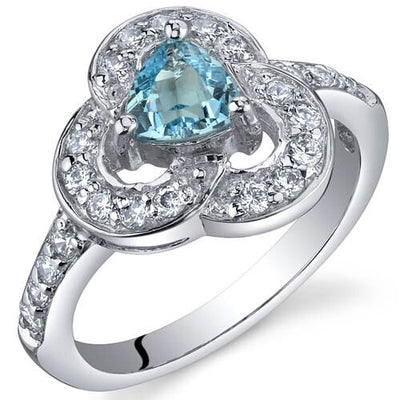 Swiss Blue Topaz Ring Sterling Silver Trillion Shape 0.5 Carats