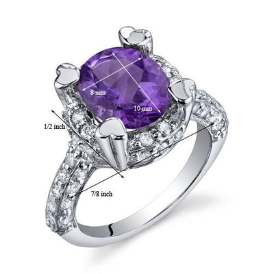 Amethyst Ring Sterling Silver Oval Shape 2.25 Carats