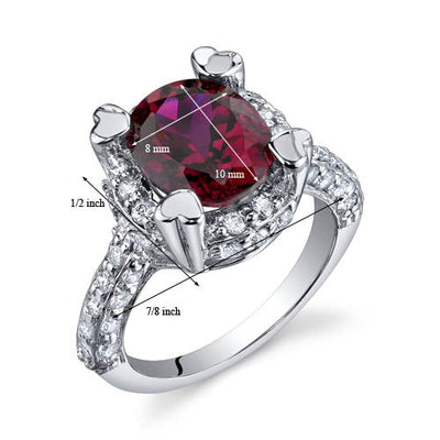 Created Ruby Oval Cut Sterling Silver Ring Size 9