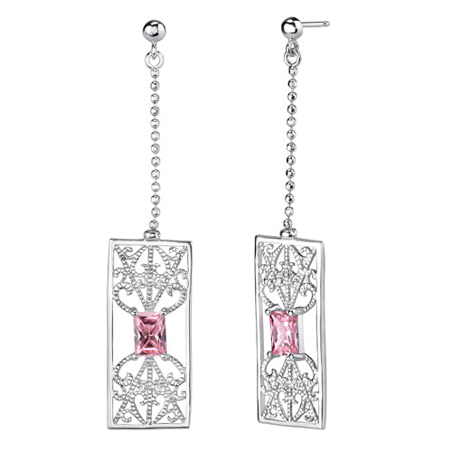 Cubic Zirconia Pendant Earrings Set Sterling Silver